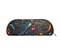 MMSJSBVY Mathematics and Physics Leather Pencil Pouch - Half Round Organizer with Zipper for Pens, Cosmetics and Travel