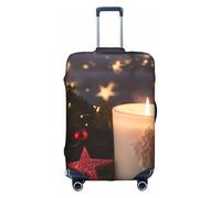 MMSJSBVY Merry Christmas Candle Elastic Luggage Cover - Dust and Scratch Resistant Trolley Luggage Protector for 18-32 Inch Luggage M