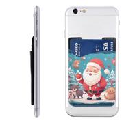MMSJSBVY Merry Christmas Snowman Mobile Phone Case Card Holder - Adhesive Pu Leather Id Case for The Back of Most Smartphones