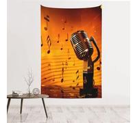 MMSJSBVY Microphone With Music Notes Decorative Tapestry 60x40in, Wall Art Wall Covering, Suitable As A Bedhead Backdrop, Beach Towel, Or Tablecloth