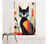 MMSJSBVY Mid-Century Modern Art Cat Decorative Tapestry 60x40in, Wall Art Wall Covering, Suitable As A Bedhead Backdrop, Beach Towel, Or Tablecloth