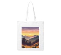 MMSJSBVY Mountain Sunset Landscape Canvas Tote Bag, Large Canvas Handbag With Double-Sided Heat Transfer Print For Shopping Travel Work Gifts