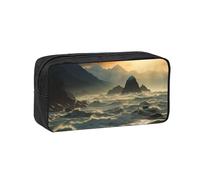 MMSJSBVY Mountains Meet The Sea Large Capacity Pencil Case, Oxford Fabric Stationery Organizer with Smooth Zipper for School Office Travel