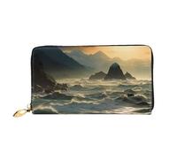MMSJSBVY Mountains Meet The Sea Women's Wallet, Leather Wallet with Zip, Long Clutch Bag