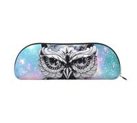 MMSJSBVY Owl Tree Branch Leather Pencil Pouch - Half Round Organizer with Zipper for Pens, Cosmetics and Travel