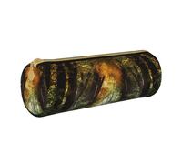 MMSJSBVY Pathway in The Woods Covered Cylinder Pencil Storage Bag, Leather Pencil Pouch, Lovely Large Capacity, Suitable for Students Office Travel Make-Up Brush Storage with Zip