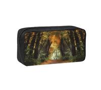 MMSJSBVY Pathway in The Woods Covered Large Capacity Pencil Case, Oxford Fabric Stationery Organizer with Smooth Zipper for School Office Travel