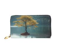 MMSJSBVY Peaceful Lake and A Tree Women's Wallet, Leather Wallet with Zip, Long Clutch Bag