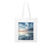 MMSJSBVY Peaceful Seascape Canvas Tote Bag, Large Canvas Handbag With Double-Sided Heat Transfer Print For Shopping Travel Work Gifts