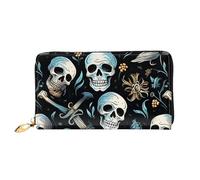 MMSJSBVY Pirate Women's Wallet, Leather Wallet with Zip, Long Clutch Bag