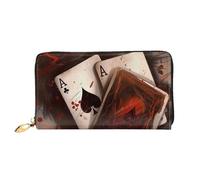 MMSJSBVY Playing Cards Women's Wallet, Leather Wallet with Zip, Long Clutch Bag