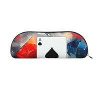 MMSJSBVY Polygonal Playing Cards Leather Pencil Pouch - Half Round Organizer with Zipper for Pens, Cosmetics and Travel