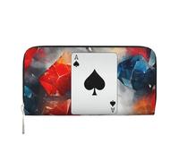 MMSJSBVY Polygonal Playing Cards Long Wallet for Women Leather Zipper Wallet Large Capacity Clutch Wallet with Card Slots