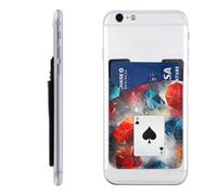 MMSJSBVY Polygonal Playing Cards Mobile Phone Case Card Holder - Adhesive Pu Leather Id Case for The Back of Most Smartphones