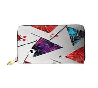 MMSJSBVY Polygonal Playing Cards Women's Wallet, Leather Wallet with Zip, Long Clutch Bag