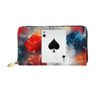 MMSJSBVY Polygonal Playing Cards Women's Wallet, Leather Wallet with Zip, Long Clutch Bag
