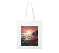 MMSJSBVY Red Beach Reef Canvas Tote Bag, Large Canvas Handbag With Double-Sided Heat Transfer Print For Shopping Travel Work Gifts
