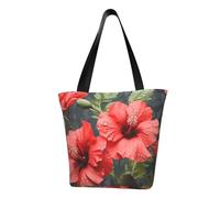 MMSJSBVY Red Flower Green Leaves Women'S Handbag Shopping Bag, Large Capacity Tote Bag, Suitable For Shopping, Beach Trips, And Fitness