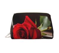 MMSJSBVY Red Rose On Piano Leather Makeup Bag, Large-Capacity Travel Storage Bag, Dual-Purpose Toiletries and Makeup Bag