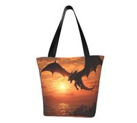 MMSJSBVY Sea Sunset Flying Dragon Women'S Handbag Shopping Bag, Large Capacity Tote Bag, Suitable For Shopping, Beach Trips, And Fitness