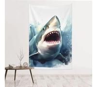 MMSJSBVY Shark In The Sea Decorative Tapestry 60x40in, Wall Art Wall Covering, Suitable As A Bedhead Backdrop, Beach Towel, Or Tablecloth
