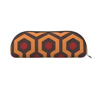 MMSJSBVY Shining Overlook Leather Pencil Pouch - Half Round Organizer with Zipper for Pens, Cosmetics and Travel