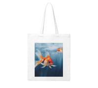 MMSJSBVY Small Goldfish Swimming In The Water Canvas Tote Bag, Large Canvas Handbag With Double-Sided Heat Transfer Print For Shopping Travel Work Gifts