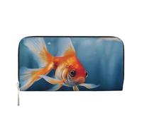 MMSJSBVY Small Goldfish Swimming in The Water Long Wallet for Women Leather Zipper Wallet Large Capacity Clutch Wallet with Card Slots