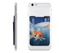 MMSJSBVY Small Goldfish Swimming in The Water Mobile Phone Case Card Holder - Adhesive Pu Leather Id Case for The Back of Most Smartphones
