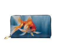 MMSJSBVY Small Goldfish Swimming in The Water Women's Wallet, Leather Wallet with Zip, Long Clutch Bag