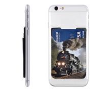 MMSJSBVY Steam Train Mobile Phone Case Card Holder - Adhesive Pu Leather Id Case for The Back of Most Smartphones