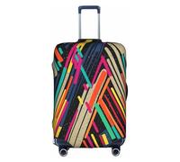 MMSJSBVY Striped Abstract Colorful Elastic Luggage Cover - Dust and Scratch Resistant Trolley Luggage Protector for 18-32 Inch Luggage XL
