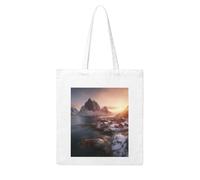 MMSJSBVY Sunrise Over Hamnoy Canvas Tote Bag, Large Canvas Handbag With Double-Sided Heat Transfer Print For Shopping Travel Work Gifts