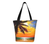 MMSJSBVY Sunset Palm Women'S Handbag Shopping Bag, Large Capacity Tote Bag, Suitable For Shopping, Beach Trips, And Fitness