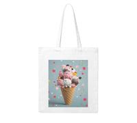MMSJSBVY Sweet Ice Cream Canvas Tote Bag, Large Canvas Handbag With Double-Sided Heat Transfer Print For Shopping Travel Work Gifts