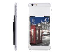 MMSJSBVY Telephone Booth Mobile Phone Case Card Holder - Adhesive Pu Leather Id Case for The Back of Most Smartphones