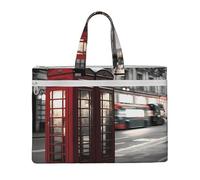 MMSJSBVY Telephone Booth Stylish Canvas Document Bag, Large Capacity Tote With Dual Zipper Pockets For Commuting And Study