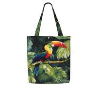MMSJSBVY Toucan Perching Of American Rainforests Canvas Shoulder Tote Bag, Lightweight Polyester Shopping Tote, Reusable Daily Handbag For Work, School And Grocery