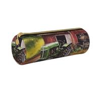 MMSJSBVY Tractor On The Farm Cylinder Pencil Storage Bag, Leather Pencil Pouch, Lovely Large Capacity, Suitable for Students Office Travel Make-Up Brush Storage with Zip