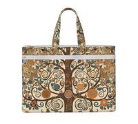 MMSJSBVY Tree Of Life Stylish Canvas Document Bag, Large Capacity Tote With Dual Zipper Pockets For Commuting And Study