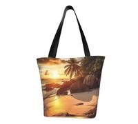 MMSJSBVY Tropical Beach At Sunset Women'S Handbag Shopping Bag, Large Capacity Tote Bag, Suitable For Shopping, Beach Trips, And Fitness