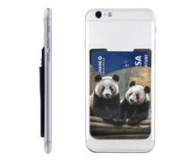 MMSJSBVY Two Big Pandas Mobile Phone Case Card Holder - Adhesive Pu Leather Id Case for The Back of Most Smartphones