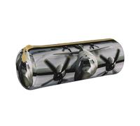 MMSJSBVY Us Army Plane Cylinder Pencil Storage Bag, Leather Pencil Pouch, Lovely Large Capacity, Suitable for Students Office Travel Make-Up Brush Storage with Zip