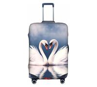 MMSJSBVY Valentine's Day Couple of Swans Heart Elastic Luggage Cover - Dust and Scratch Resistant Trolley Luggage Protector for 18-32 Inch Luggage S