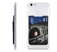 MMSJSBVY Vinyl Records Mobile Phone Case Card Holder - Adhesive Pu Leather Id Case for The Back of Most Smartphones