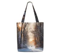 MMSJSBVY Wandering In The Winter Light Canvas Shoulder Tote Bag, Lightweight Polyester Shopping Tote, Reusable Daily Handbag For Work, School And Grocery