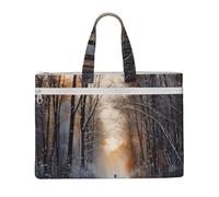 MMSJSBVY Wandering In The Winter Light Stylish Canvas Document Bag, Large Capacity Tote With Dual Zipper Pockets For Commuting And Study