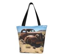 MMSJSBVY Wheels Abandoned In The Desert Women'S Handbag Shopping Bag, Large Capacity Tote Bag, Suitable For Shopping, Beach Trips, And Fitness