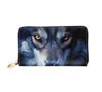 MMSJSBVY Wolf Eyes Women's Wallet, Leather Wallet with Zip, Long Clutch Bag