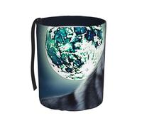 MMSJSBVY Wolf Under Moon Car Rubbish Bin, Waterproof And Leakproof Car Wastebasket, Portable And Durable Car Waste Bag